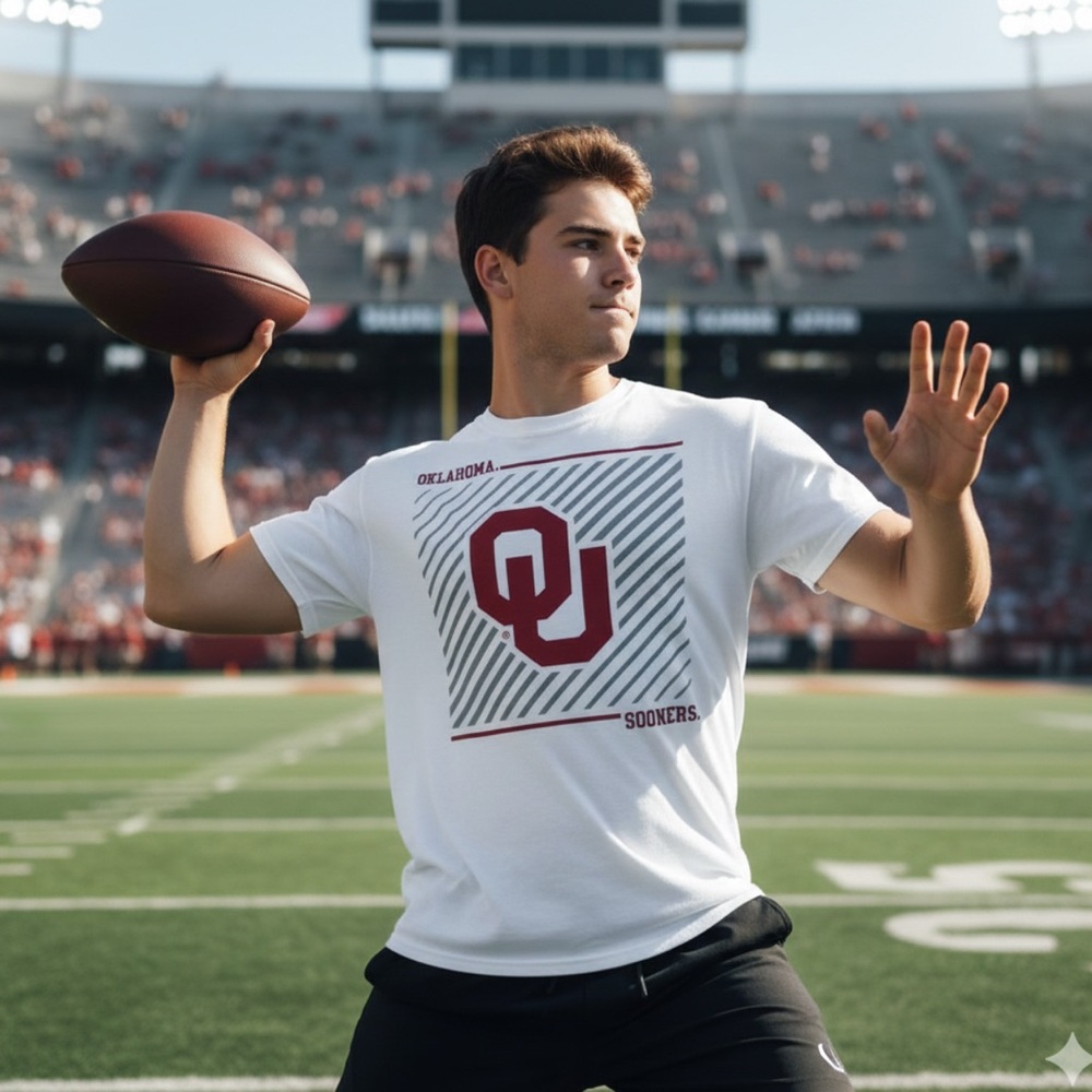 NWT! CAPTIVATING Oklahoma Sooners Short Sleeve Crewneck Tee
